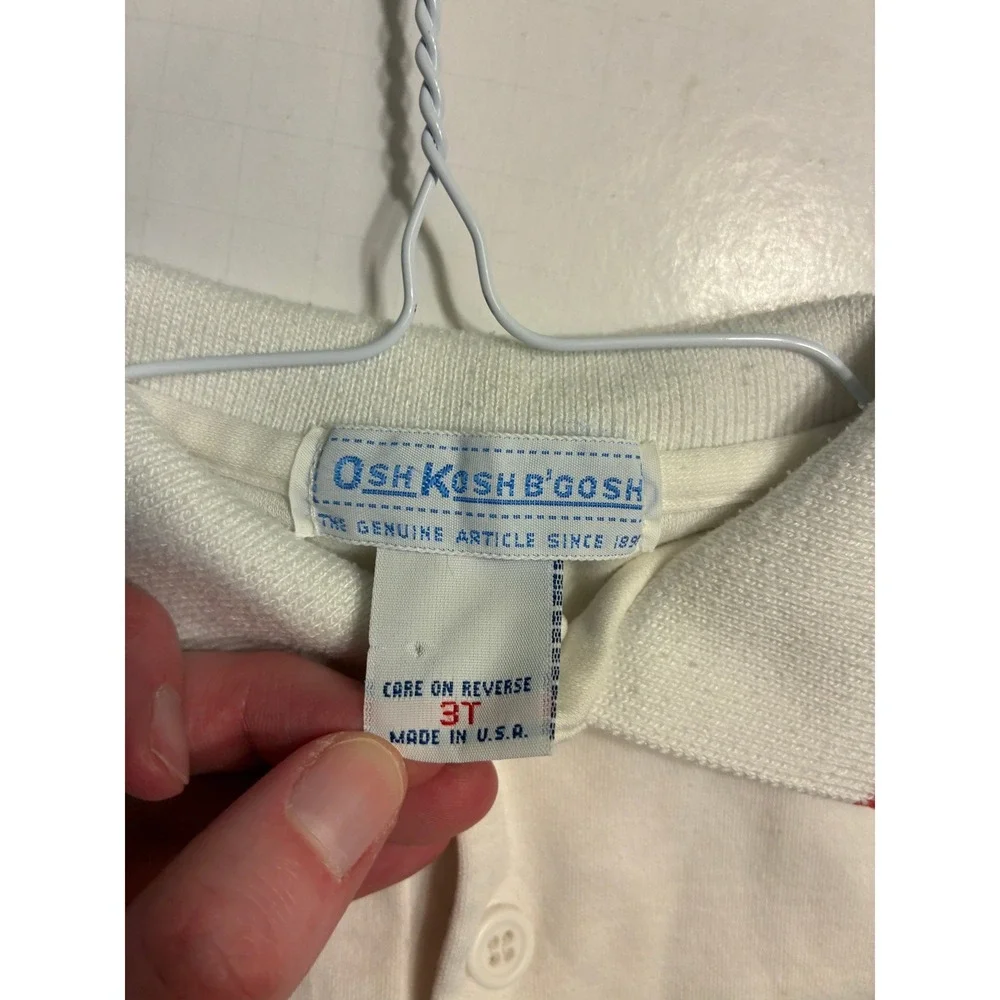 Vintage OshKosh B'Gosh Kids White Polo Shirt Striped Collar 3T
